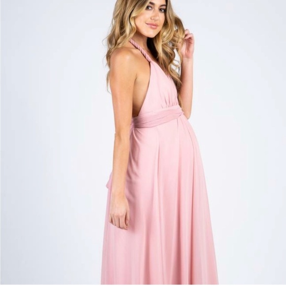 PinkBlush halter chiffon maxi dress gown nwot - Picture 3 of 4